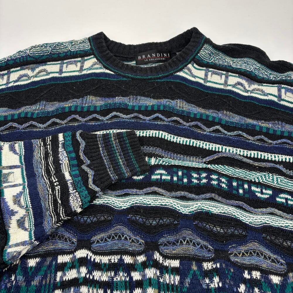 Brandini‎ Le Collezioni XL Multicolor Coogi Style 3D Knit Long Sleeve Sweater